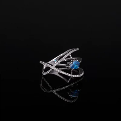 Blue Pear Lab Grown Diamond Ring