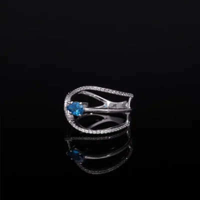 Blue Pear Lab Grown Diamond Ring