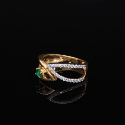 Lab Grown Emerald and Diamond Ring