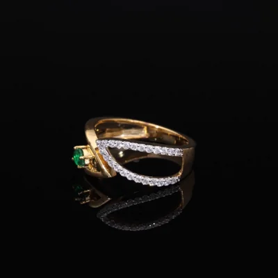 Lab Grown Emerald and Diamond Ring