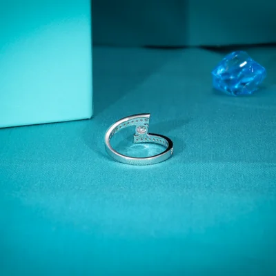 Round Lab Diamond Bypass Shank Solitaire Ring