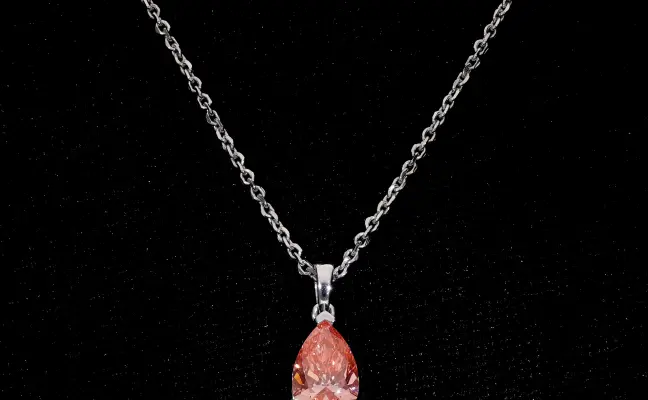 Lab Grown Fancy Pink Pear Pendant