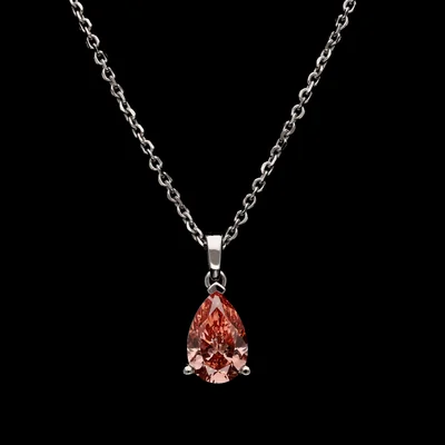 Lab Grown Fancy Pink Pear Pendant