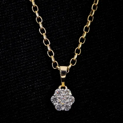 Lab Grown Diamond Iced Flower Pendant