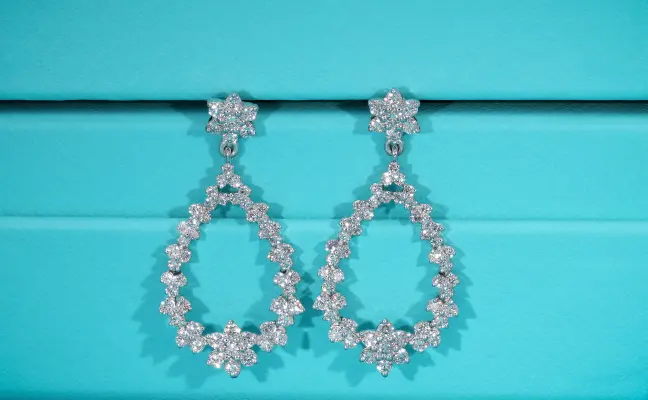 Lab Grown Diamond Round Brilliant Floral Drop Earrings