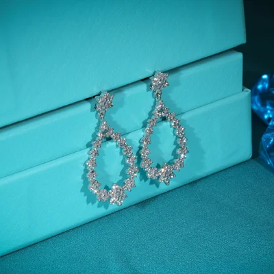 Lab Grown Diamond Round Brilliant Floral Drop Earrings