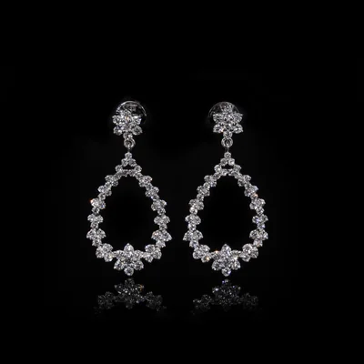 Lab Grown Diamond Round Brilliant Floral Drop Earrings