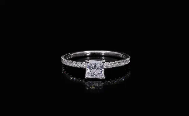 Princess Cut Accent Diamond Ring