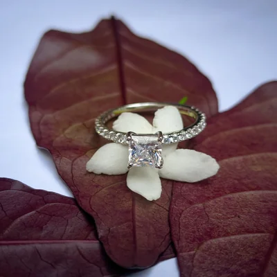 Princess Cut Accent Diamond Ring