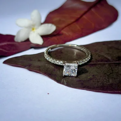 Princess Cut Accent Diamond Ring
