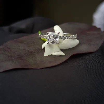 Princess Cut Accent Diamond Ring