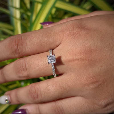 Princess Cut Accent Diamond Ring