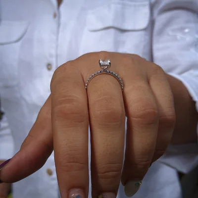 Princess Cut Accent Diamond Ring