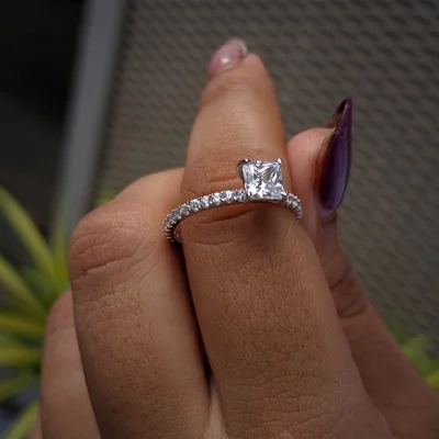 Princess Cut Accent Diamond Ring
