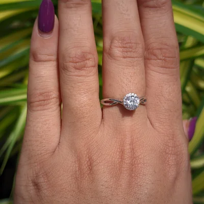 Round Solitaire Halo Diamond Ring