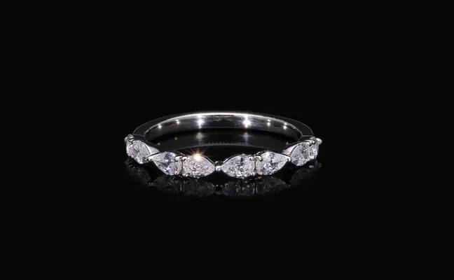 Pear Cut Lab Grown Diamond Half Eternity Band