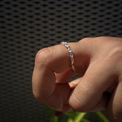 Pear Cut Lab Grown Diamond Half Eternity Band