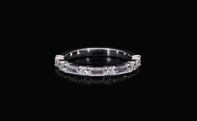 Baguette Cut Lab Grown Diamond Half Eternity Band