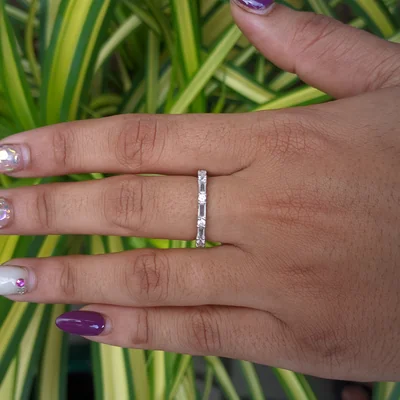 Baguette Cut Lab Grown Diamond Half Eternity Band