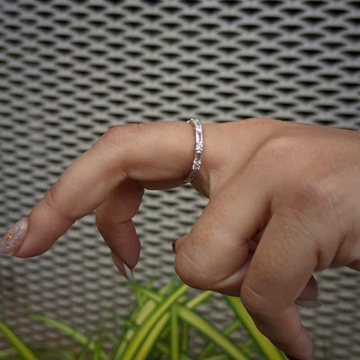 Baguette Cut Lab Grown Diamond Half Eternity Band