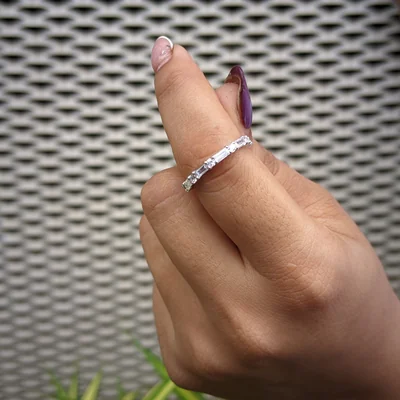Baguette Cut Lab Grown Diamond Half Eternity Band