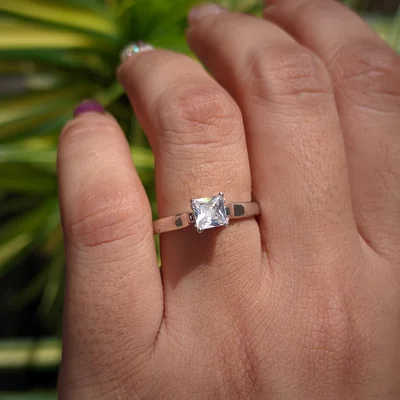 Square Cushion Lab Grown Diamond Solitaire Ring