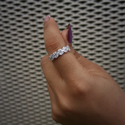 Marquise Cut Lab Grown Diamond Three Row Half Eternity Band