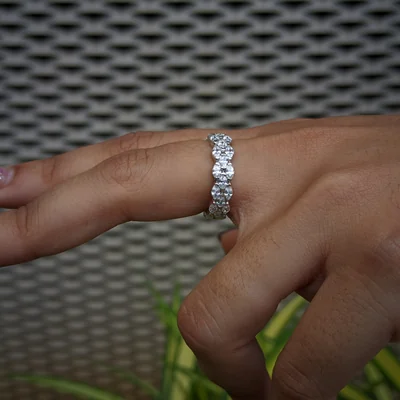 Marquise Cut Lab Grown Diamond Three Row Eternity Wedding Band