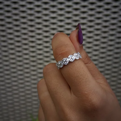 Marquise Cut Lab Grown Diamond Three Row Eternity Wedding Band