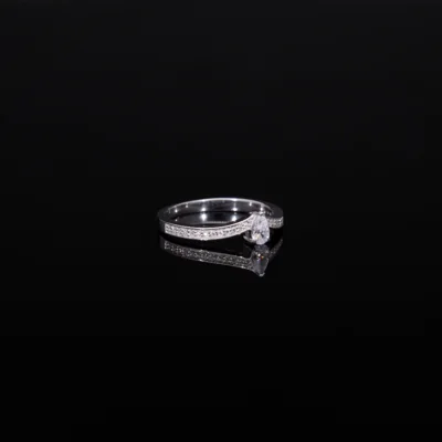 Pear Cut Lab Grown Diamond Accent Ring