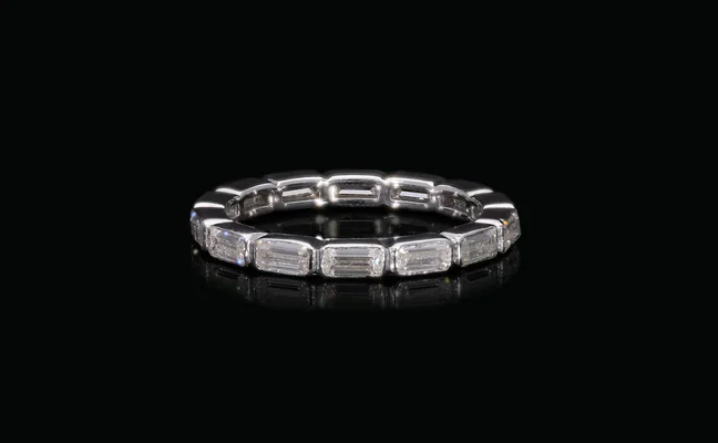 Emerald Cut East-West Wedding Band