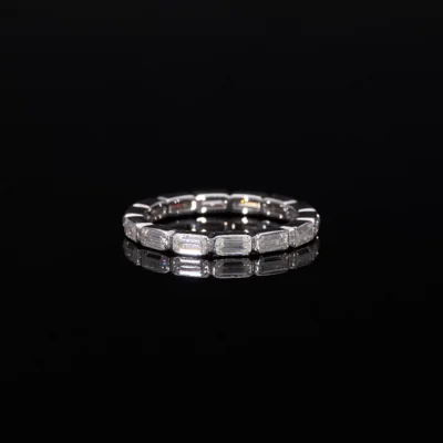 Emerald Cut East-West Wedding Band