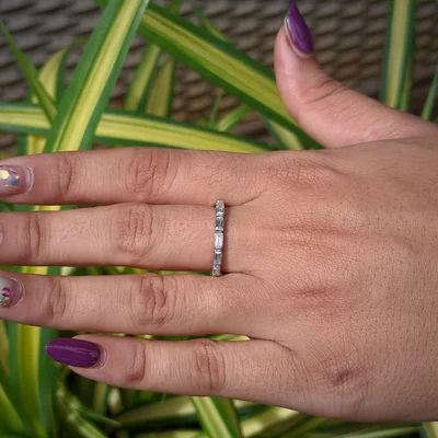 Emerald Cut East-West Wedding Band