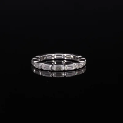 Emerald Cut East-West Wedding Band