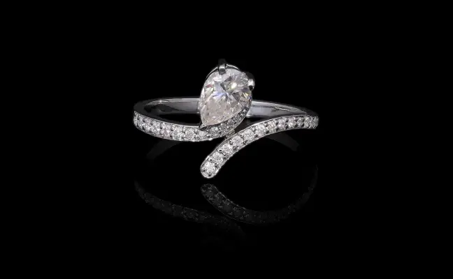 Pear Cut Bypass Shank Solitaire Ring