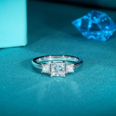 Three Stone Princess Diamond Ring