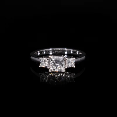 Three Stone Princess Diamond Ring
