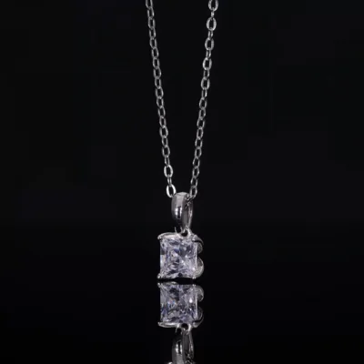 Princess Cut Lab Grown Diamond Solitaire Pendant