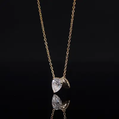 Lab Grown Diamond Pear Cut Solitaire Pendant