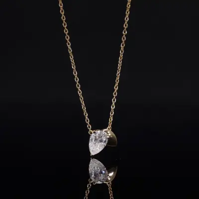 Lab Grown Diamond Pear Cut Solitaire Pendant