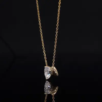 Lab Grown Diamond Pear Cut Solitaire Pendant