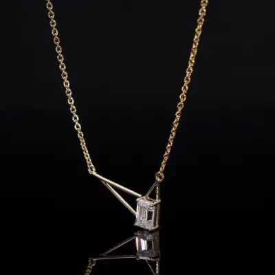 Emerald Cut Lab Grown Diamond Necklace