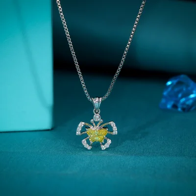 Fancy Yellow Butterfly Cut Lab Grown Diamond Pendant