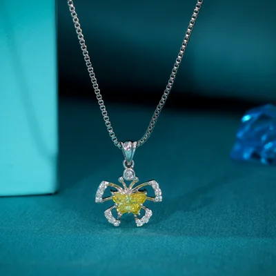 Fancy Yellow Butterfly Cut Lab Grown Diamond Pendant