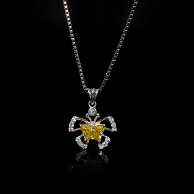 Fancy Yellow Butterfly Cut Lab Grown Diamond Pendant