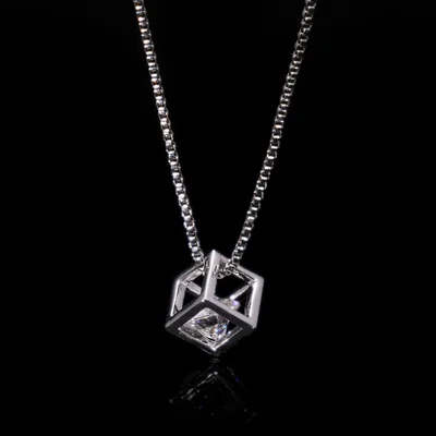 Lab Grown Diamond Round Cube Pendant