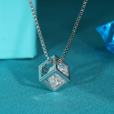 Lab Grown Diamond Round Cube Pendant