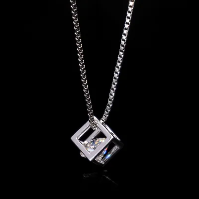 Lab Grown Diamond Round Cube Pendant