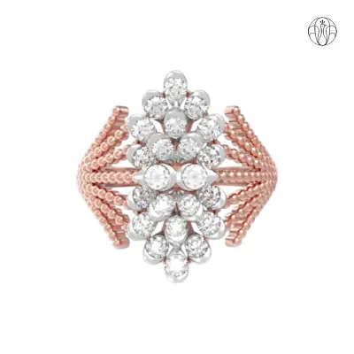 Vedika Ring (CI. Zaveri)- 0 0.954 CTW 22 PCS VS1 Lab Grown Round Diamond Ring