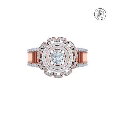 Sharanya Ring (CI. Zaveri)- 1.36 CTW 180 PCS VS1 Lab Grown Round Diamond Statement Design Ring
